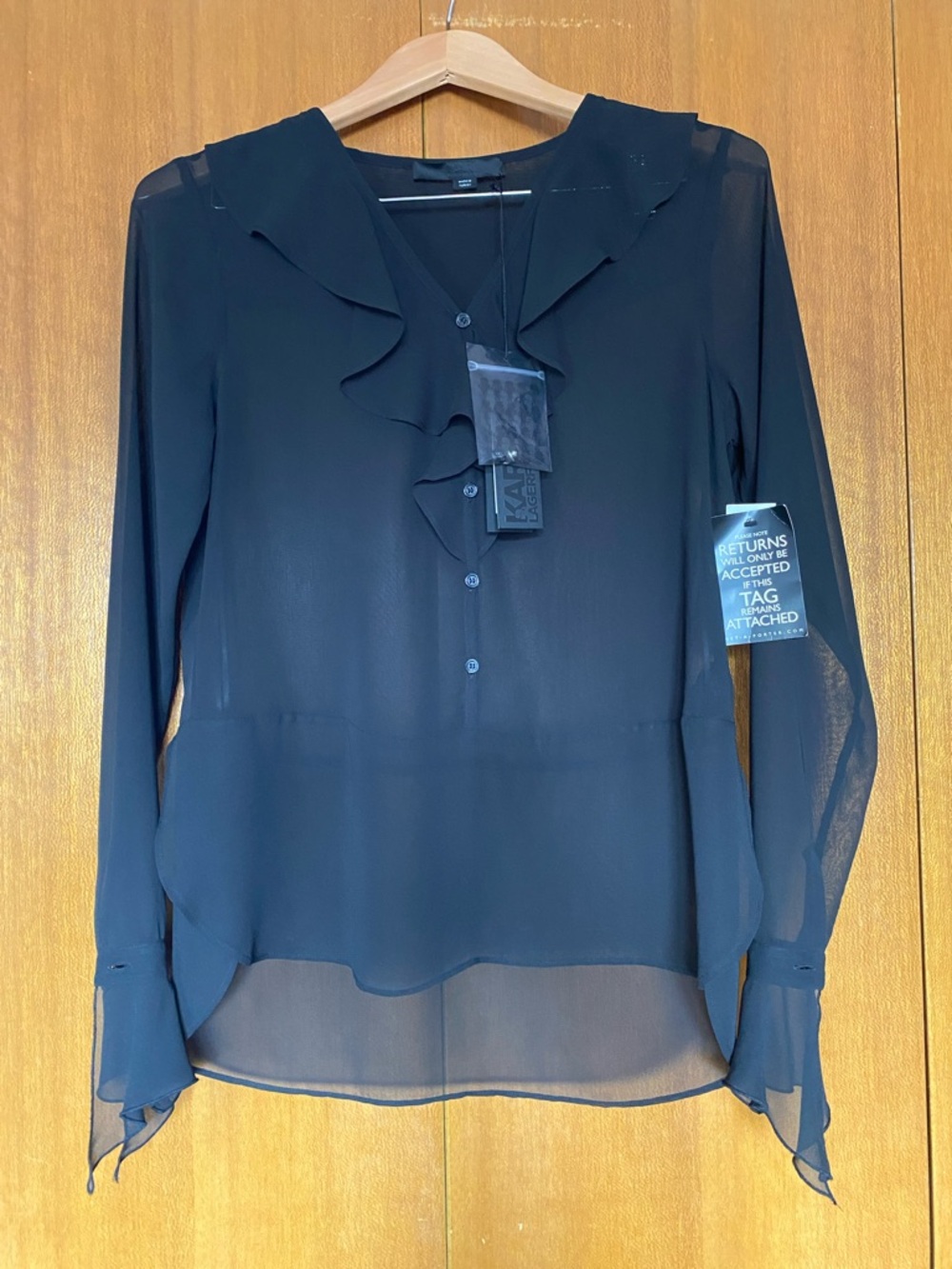 Karl Lagerfeld Rocco Frill Long Sleeve Blouse